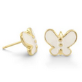 Lauren G. Adams Girls Petite Butterfly Post Earrings (Gold/White)